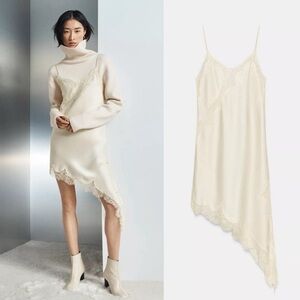 NWT ZARA ZW COLLECTION ASYMMETRIC LACE DRESS SIZE XS